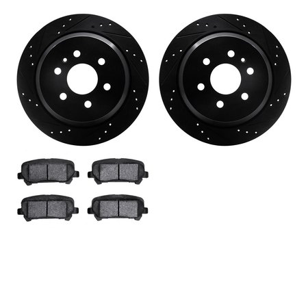 DYNAMIC FRICTION CO 8302-48072, Rotors-Drilled and Slotted-Black with 3000 Series Ceramic Brake Pads, Zinc Coated 8302-48072